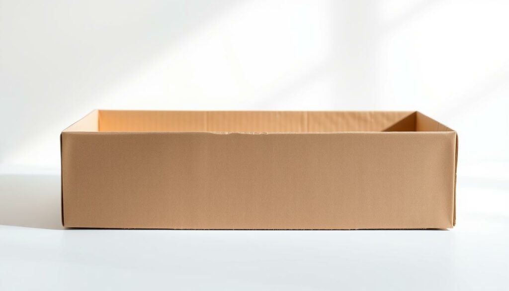 A pristine cardboard Schultüte base, its crisp edges and clean, matte surface illuminated by soft, diffused natural light. The rough, unfinished texture of the paperboard contrasts with the smooth, reflective sheen of the surface, creating a tactile and visually engaging composition. The tube shape is centered and angled slightly, casting subtle shadows that add depth and dimension. The background is a simple, minimalist setting, allowing the Schultüte to be the sole focus, emphasizing its importance as the foundation for a beloved German back-to-school tradition.