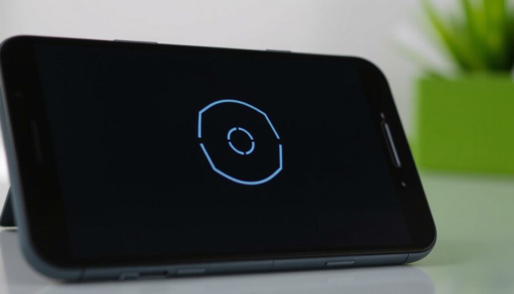 An Android smartphone displaying the "Pattern Unlock" screen, with a simple and elegant pattern overlaid on the screen. The pattern is clearly visible, inviting the user to unlock the device with a smooth, intuitive gesture. The screen is slightly angled, creating a sense of depth and emphasizing the simplicity of the unlock process. The background is blurred, keeping the focus on the unlock pattern and the device's sleek, modern design. The lighting is soft and diffused, creating a clean, professional aesthetic suitable for an informative article illustration.