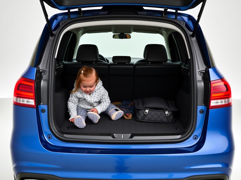 Mercedes B-Klasse Sports Tourer in Blau mit geöffnetem Kofferraum Mercedes B-Klasse Sports Tourer in Blau mit geöffnetem Kofferraum