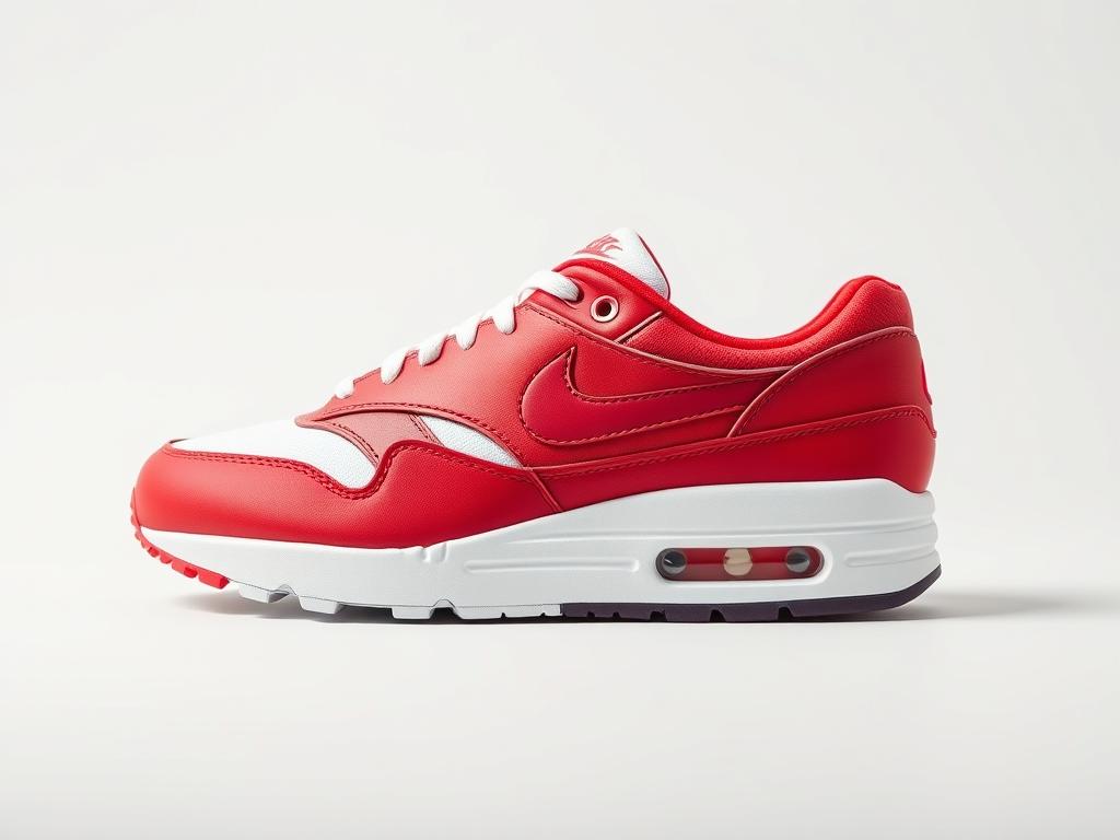 Nike Air Max 1 im originalen rot-weißen Design mit sichtbarer Air-Einheit Nike Air Max 1 im originalen rot-weißen Design mit sichtbarer Air-Einheit
