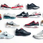 Verschiedene Nike Air Max Modelle in einer Reihe angeordnet