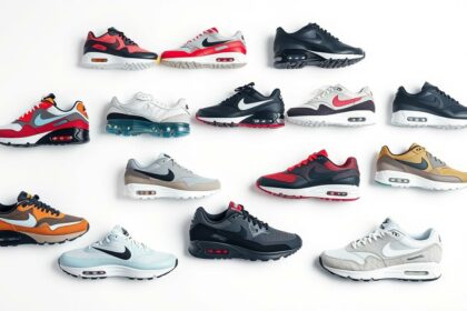 Verschiedene Nike Air Max Modelle in einer Reihe angeordnet