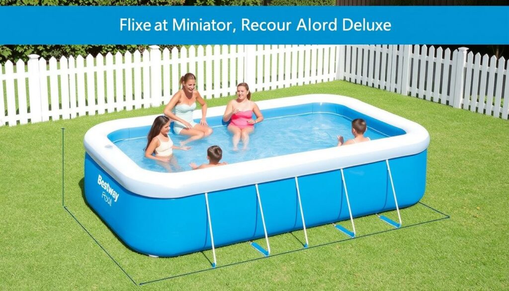 Bestway Family Pool Deluxe mit rechteckiger Form und blauer Poolfolie Bestway Family Pool Deluxe mit rechteckiger Form und blauer Poolfolie
