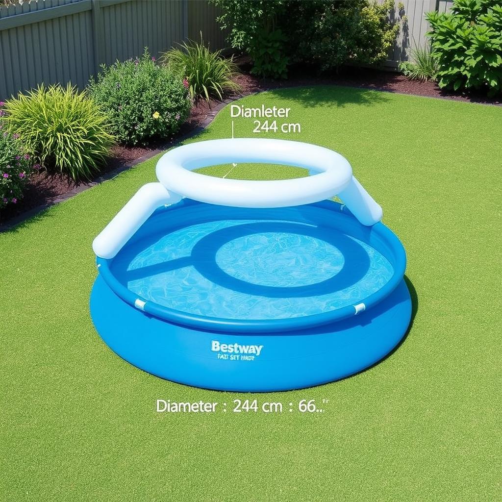 Bestway Fast Set Pool mit aufgeblasenem oberen Ring und blauer Poolfolie Bestway Fast Set Pool mit aufgeblasenem oberen Ring und blauer Poolfolie