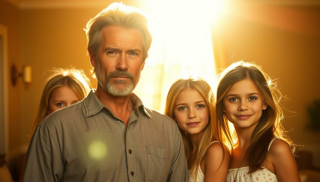 Clint Eastwood's children in the spotlight, posing confidently against a crisp, sunlit backdrop. Warm golden hues bathe the scene, evoking a sense of timeless Hollywood glamour. The foreground features the famous actor's offspring, their expressions conveying a palpable charisma. In the middle ground, subtle hints of a luxurious setting suggest the trappings of their privileged upbringing. The background softly blurs, allowing the viewer to focus on the subjects' captivating presence. Captured with a shallow depth of field and a cinematic lens, this image exudes the allure and intrigue surrounding Eastwood's acclaimed lineage.