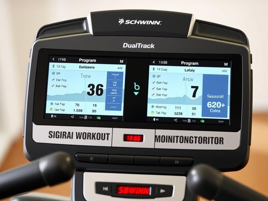DualTrack-Display des Schwinn 590E Crosstrainers DualTrack-Display des Schwinn 590E Crosstrainers