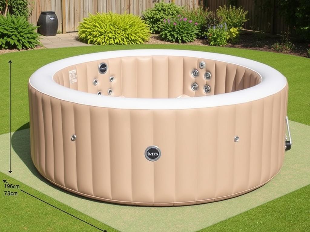 Intex Whirlpool mit beiger Außenverkleidung und Massagedüsen Intex Whirlpool mit beiger Außenverkleidung und Massagedüsen