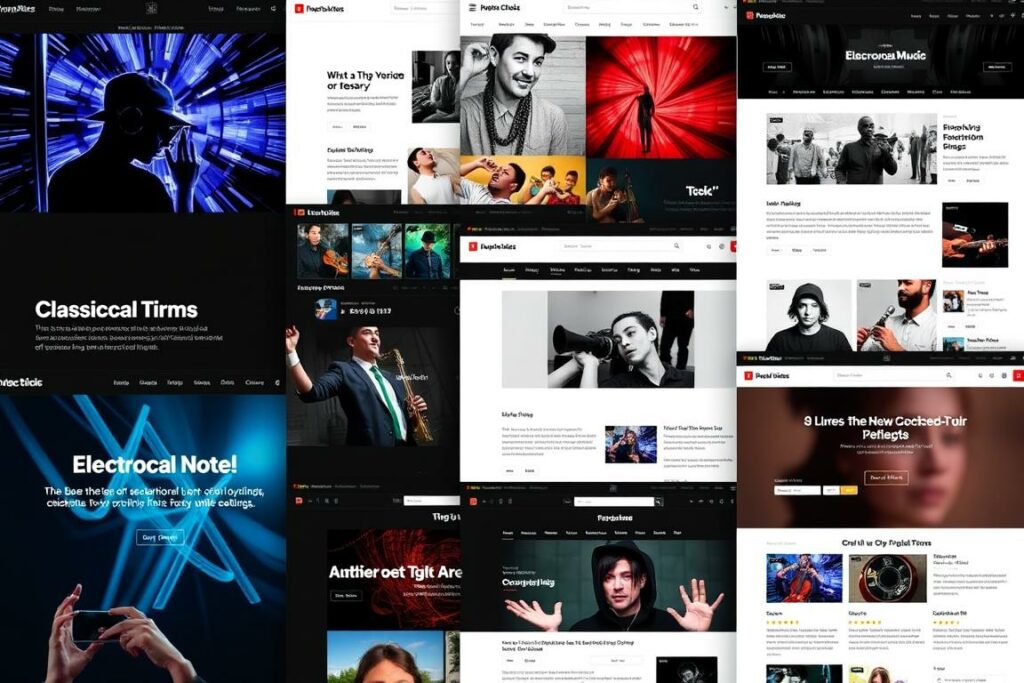 Collage verschiedener Genre-spezifischer Musikblogs