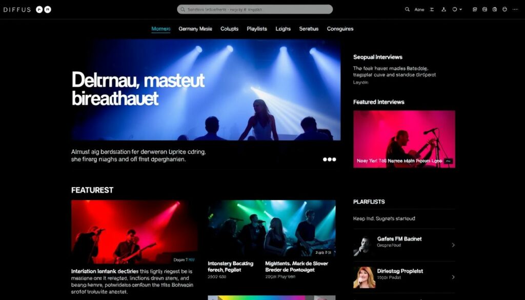 Diffus Magazin Website mit Fokus auf deutsche Musikszene