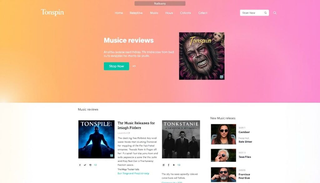 Screenshot der Tonspion-Website mit aktuellen Musikrezensionen