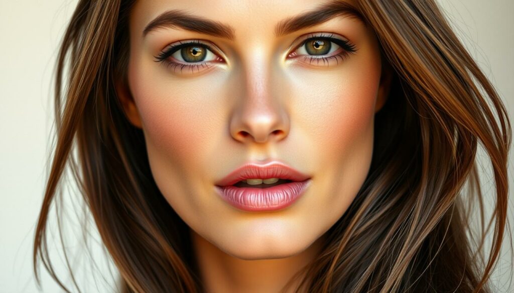 A close-up portrait of Nicola Cavanis, a renowned Italian fashion model, set against a clean, minimalist backdrop. Nicola is shown in natural, soft lighting, her elegant features and striking bone structure highlighted. She exudes a poised, confident presence, her gaze direct and captivating. The image conveys Nicola's professional success and sophisticated allure as a sought-after model, reflecting her impressive career achievements. The overall mood is one of refined elegance and understated glamour, befitting the subject's status in the industry.