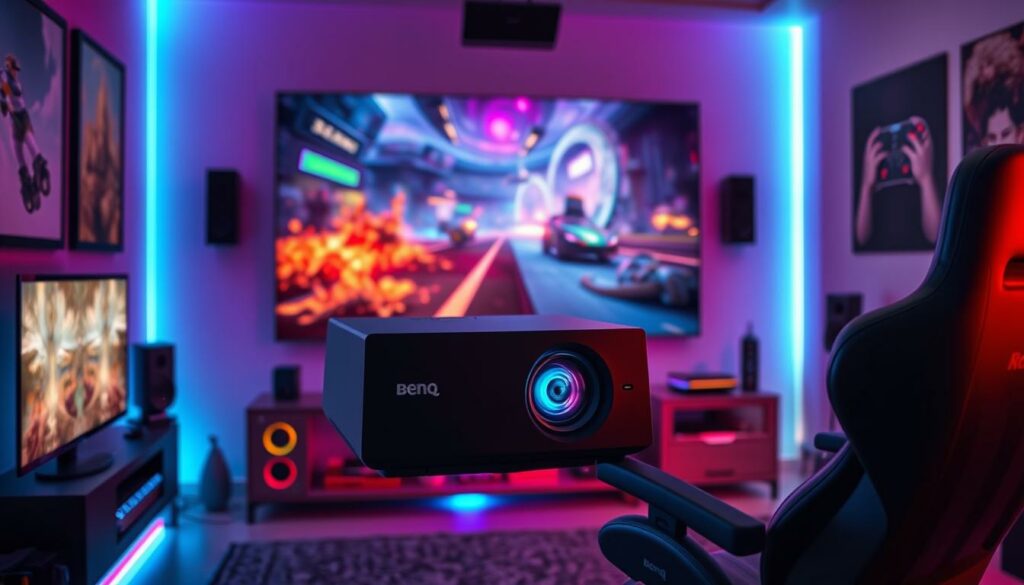 BenQ X3100i Gaming-Beamer aus den Top 10 Beamer 2025 in einem Gaming-Setup