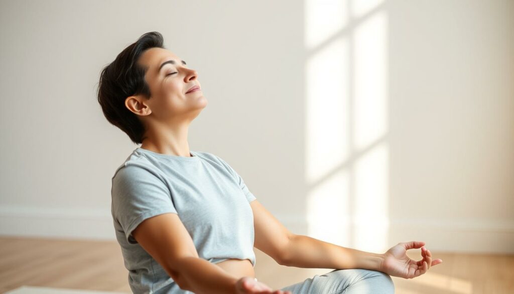 Person praktiziert Entspannungstechnik zur Stressreduktion