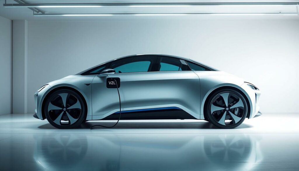 Elektroauto, umweltfreundliches Auto, modernes Design, Ladestation, Zukunft der Mobilität.