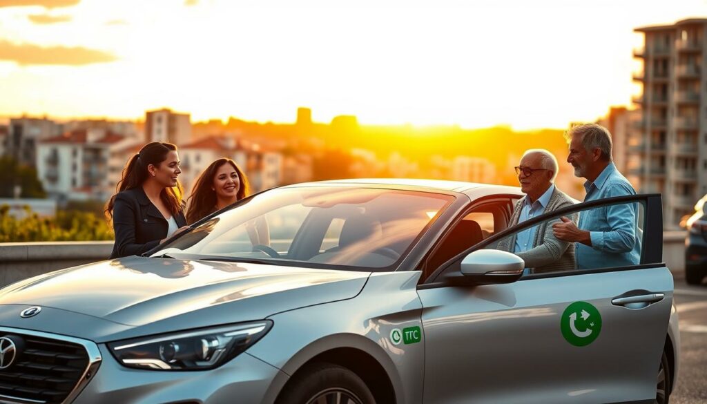 FHM Online Magazin, mit jungen Leuten beim Taxi-Fahrzeug im Sonnenuntergang.