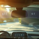 611 km digital display im Auto, moderne Fahrzeugtechnologie, innovative Head-up-Display, fortschrittliches Infotainment-System, futuristische Auto-Innenausstattung.