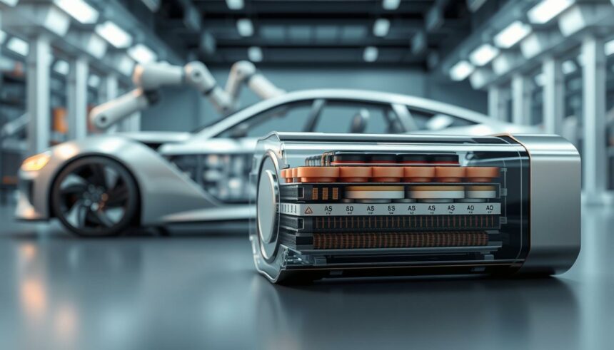 Fortschrittliche Automobiltechnologie im futuristischen Forschungsraum.