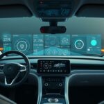 Futuristisches Mercedes-Benz Innenraum mit Hightech-Dashboard und digitaler Armaturenanzeige.