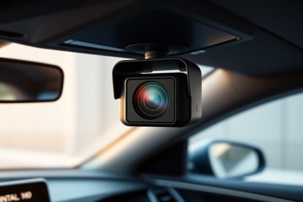 Aufnähme eines Auto-Kamerasystems, das die Fahrt überwacht und aufzeichnet. Perfekt für Sicherheit und moderne Fahrzeugtechnik.