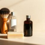 Pflegeprodukte und Rasierutensilien für Männer, nachhaltige und stilvolle Badezimmer-Accessoires.