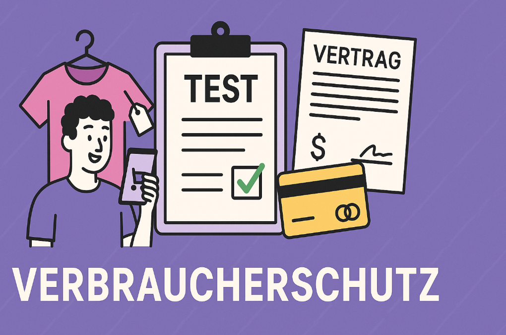 2. Verbraucherschutz, Test, Vertrag, Kreditkarte, moderne Illustration.